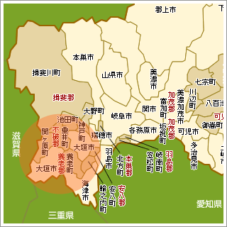大垣市の周辺エリア